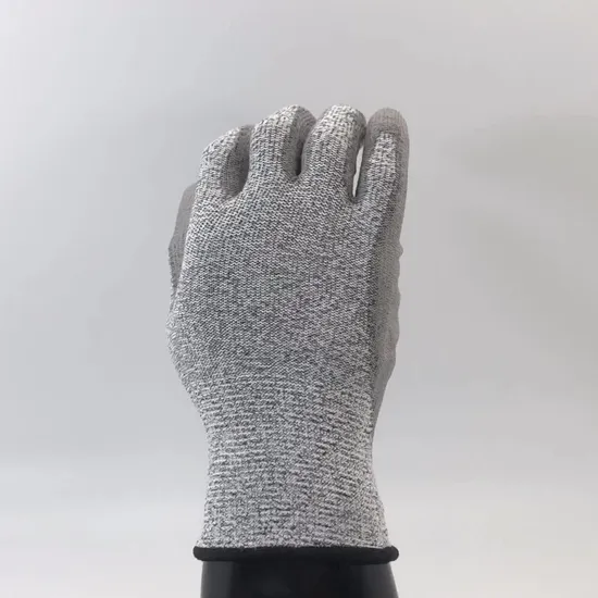 Nmsafety PU 코팅 레벨 5 Hppe 절단 방지 CE 안전 작업 장갑